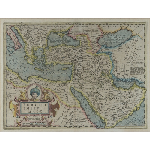 162 - ANTIQUE HAND COLOURED MAP OF THE OTTOMAN EMPIRE, ‘TURCICI IMPERII IMAGO’, BY GERARD MERCATOR, with p... 