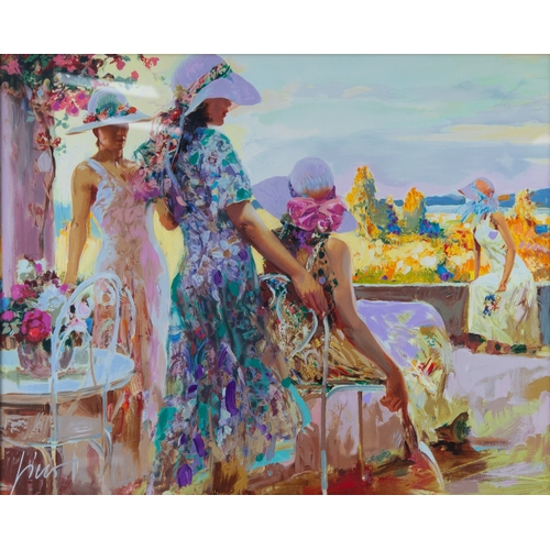 315 - PINO DAENI ARTIST SIGNED LIMITED EDITION COLOUR PRINT On the Terrace (188/395)23 ½” x 29 ½” (59.7cm ... 