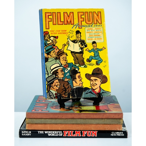 90 - FILM FUN ANNUAL - 1947 published by Amalgamated Press, and THREE OTHERS, 1955, 1957 and 1959 (scuffe... 