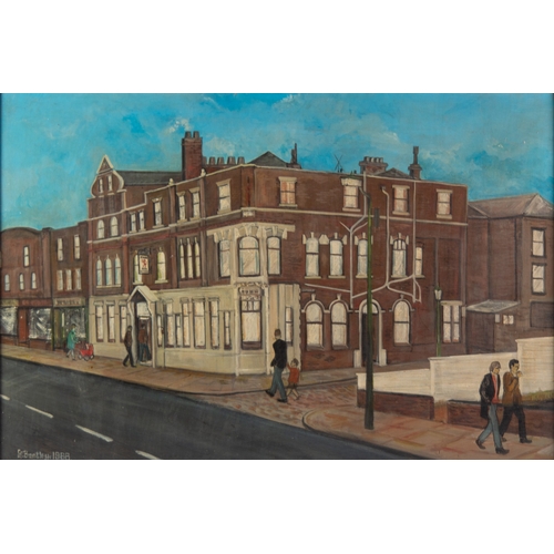 243 - STEVE BENTLEY (1949) OIL ON BOARD ‘Ye Olde Red Lion’, Huddersfield Road Signed and dated 1966 21 ½” ... 