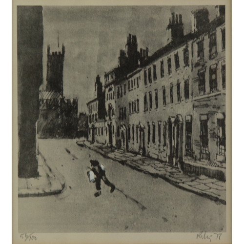 269 - HAROLD RILEY (1934-2023) ARTIST SIGNED BLACK LIMITED EDITION AND WHITE PRINT Manchester Cathedral (5... 