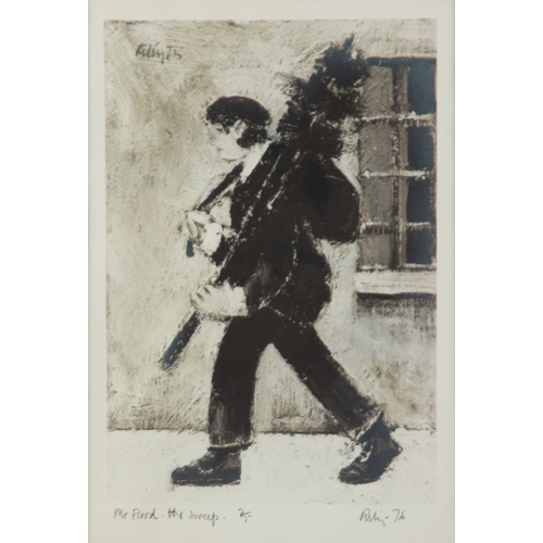 270 - HAROLD RILEY (1934-2023) ARTIST SIGNED LIMITED EDITION BLACK AND WHITE PRINT‘Mr Flood, the Sweep’ (2... 