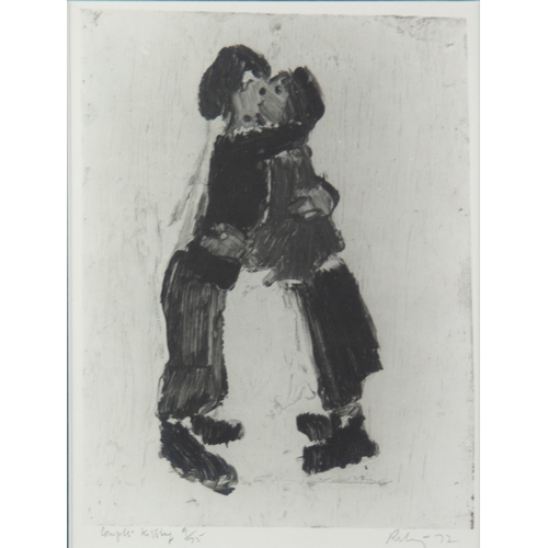 275 - HAROLD RILEY (1934-2023) ARTIST SIGNED LIMITED EDITION BLACK AND WHITE PRINT‘Couple Kissing’ (9/75) ... 