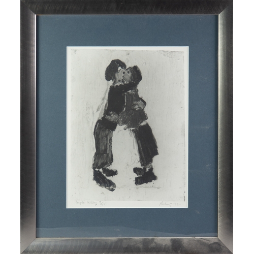 275 - HAROLD RILEY (1934-2023) ARTIST SIGNED LIMITED EDITION BLACK AND WHITE PRINT‘Couple Kissing’ (9/75) ... 