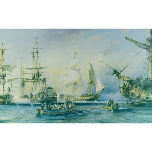 307 - ROBIN TAYLORREPRODUCTION COLOUR PRINT'The Battle of the Nile'22 ½