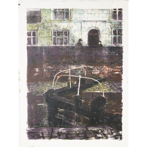 338 - NORMAN JAQUES (1922-2014) TWO UNSIGNED AND UNTITLED COLOUR PRINTSManchester Canal26” x 21” (66cm x 5... 