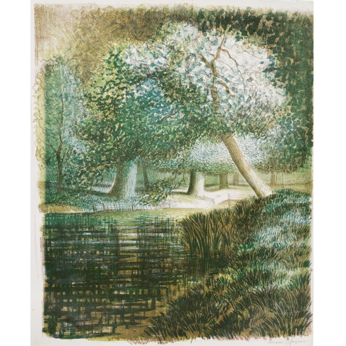 339 - NORMAN JAQUES (1922-2014) FIVE UNTITLED COLOUR PRINTSWoodland scene, signed, untitled 18” x 14 ½” (4... 