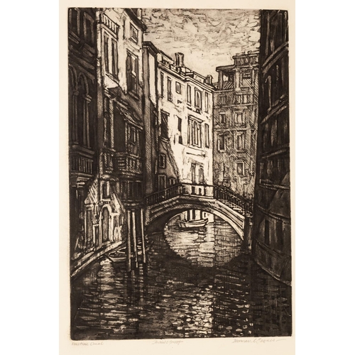 341 - NORMAN JAQUES (1922-2014) TWO MONOCHROME AQUATINT ETCHINGS ‘Venetian Canal’, Signed Artist’s Proof 1... 