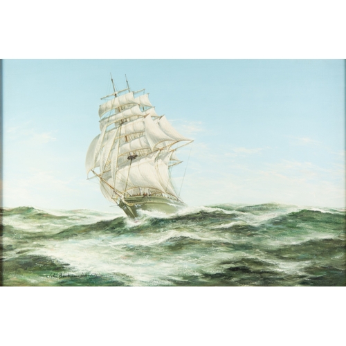 255 - JOHN BENTHAM DINSDALE (1927-2008) OIL ON CANVAS Maritime scene with 'The Thermopylae' in full sail N... 