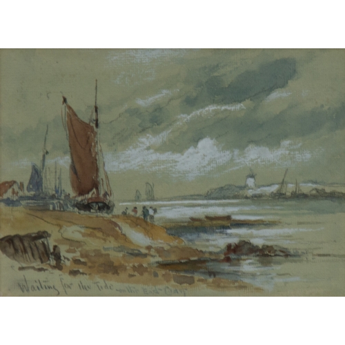 261 - ATTRIBUTED TO WILLIAM ROXBY (1811-1889)WATERCOLOUR ON COLOURED PAPER‘Waiting for the Tide on the Eas... 