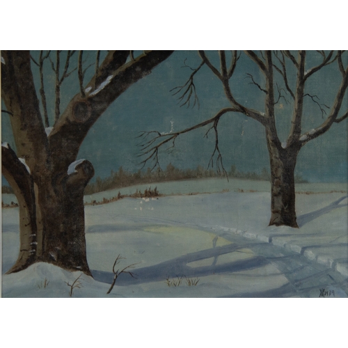 228 - PRINCE ANDREI ALEXANDROVICH ROMANOFF (1897-1981)OIL PAINTING ON CANVAS LAID DOWNSnow covered landsca... 