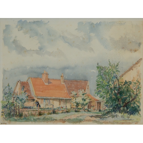 257 - W M G (TWENTIETH CENTURY)WATERCOLOURA plein-air study of a rural cottageSigned with initials lower l... 