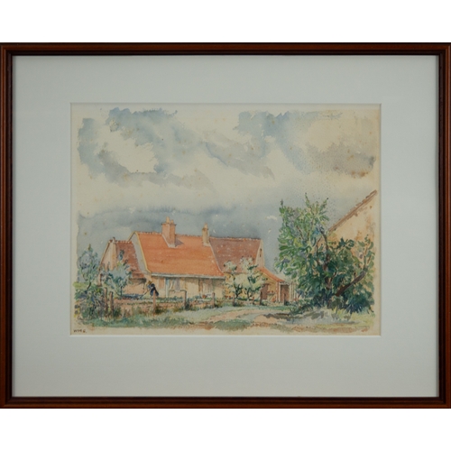 257 - W M G (TWENTIETH CENTURY)WATERCOLOURA plein-air study of a rural cottageSigned with initials lower l... 