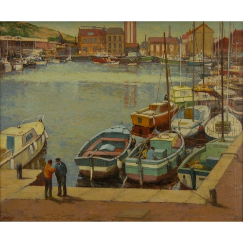 223 - E BRUCE McKAY (1907-1989)OIL PAINTING ON CANVAS'Fishing boats, Dieppe'Signed lower left, signed and ... 