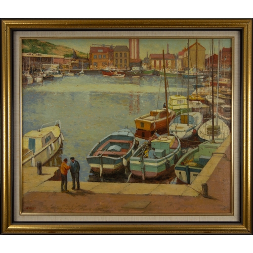 223 - E BRUCE McKAY (1907-1989)OIL PAINTING ON CANVAS'Fishing boats, Dieppe'Signed lower left, signed and ... 