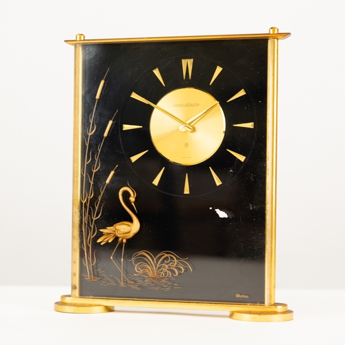 64 - MID TO LATE TWENTIETH CENTURY JAEGAR-LE COULTRE ‘MARINA’ PERSPEX AND GILT METAL MANTEL CLOCK, decora... 