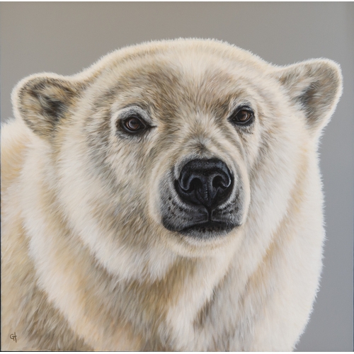 306 - GINA HAWKSHAW (MODERN) OIL ON CANVAS ‘Polar Bear’ Signed with initials, titled to gallery label vers... 