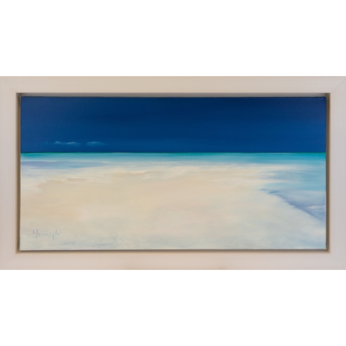 309 - LYNNE TIMMINGTON (MODERN) OIL ON CANVAS ‘Nibe’ Signed, titled to gallery label verso 20” x 39” (50.8... 