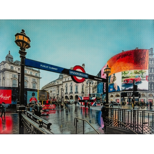 312 - NICK HOLDSWORTH (1973)MIXED DIGITAL MEDIA PRINT ON BOARD‘London Underground’ Signed, titled to galle... 