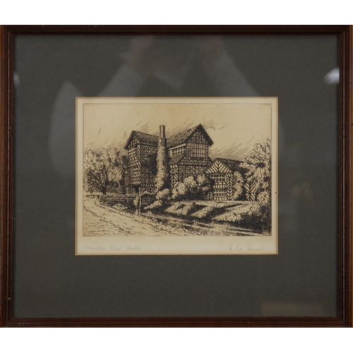 292 - R A RISELEY PAIR OF ARTIST SIGNED ETCHINGS‘Bramhall Hall’‘Moreton old Hall’ 6” x 8 ¼” (51.2cm x 21cm... 