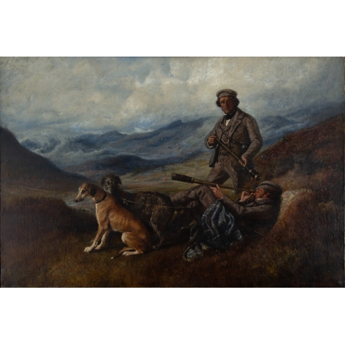 234 - JOHN WILLIAM BOTTOMLEY (1816-1900) OIL ON RELINED CANVAS‘The Lookout’ Signed 25” x 37” (63,.5cm x 94... 