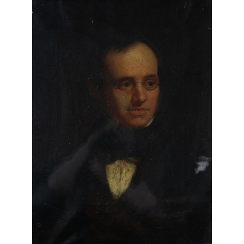 238 - UNATTRIBUTED (EARLY NINETEENTH CENTURY)OIL ON CANVAS Shoulder length portrait of a bespectacled gent... 