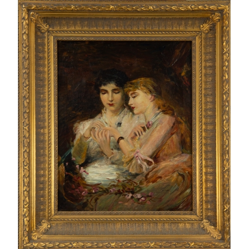 239 - UNATTRIBUTED (NINETEENTH CENTURY)OIL ON CANVAS Debutantes Unsigned 19 ½” x 15 ½” (49.5cm x 39.3cm) T... 