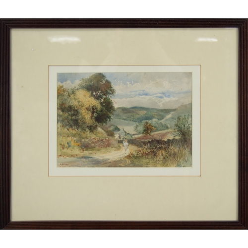 266 - ALICE E NEWLING (NINETEENTH/ TWENTIETH CENTURY)WATERCOLOUR Riverscape with cattleSigned and dated 18... 