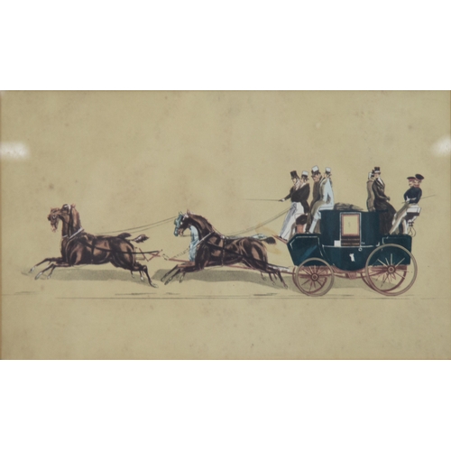 295 - MANNER OF SKEAPING SET OF THREE MODERN REPRODUCTION COACHING PRINTS 9 ½” x 15 ½” (23.5cm x 39.3cm), ... 