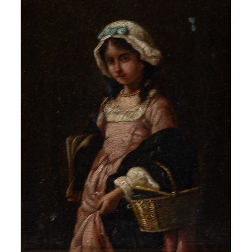 244 - BRITISH SCHOOL (NINETEENTH CENTURY) OIL PAINTING ON CANVAS Three quarter length study of a young gir... 