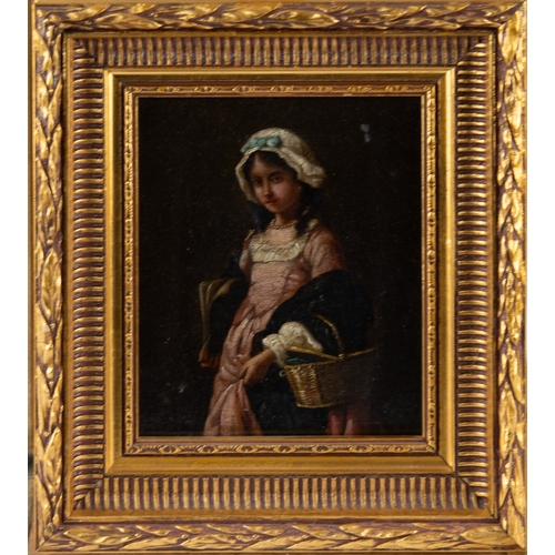 244 - BRITISH SCHOOL (NINETEENTH CENTURY) OIL PAINTING ON CANVAS Three quarter length study of a young gir... 