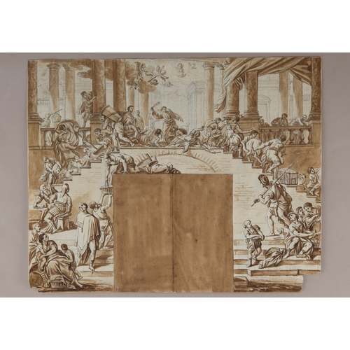 289 - ITALIAN SCHOOL (SEVENTEENTH CENTURY) PEN & BROWN INK AND BROWN WASH DRAWING ON LAID PAPER A deta... 