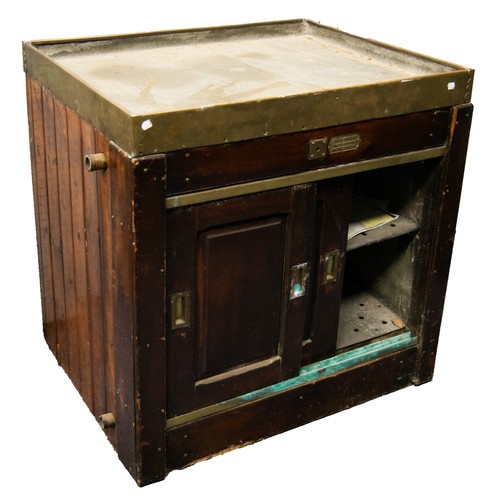 191 - THOMAS GRIEVE & Co, NORTH SHIELDS, EARLY TWENTIETH CENTURY STAINED PINE STEAM HOT CUPBOARD, the ... 