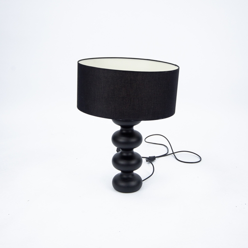 132 - PORADA BABELE TABLE LAMP IN BLACK, with shade, 24” (61cm) high, including shade, lacking branded pla... 