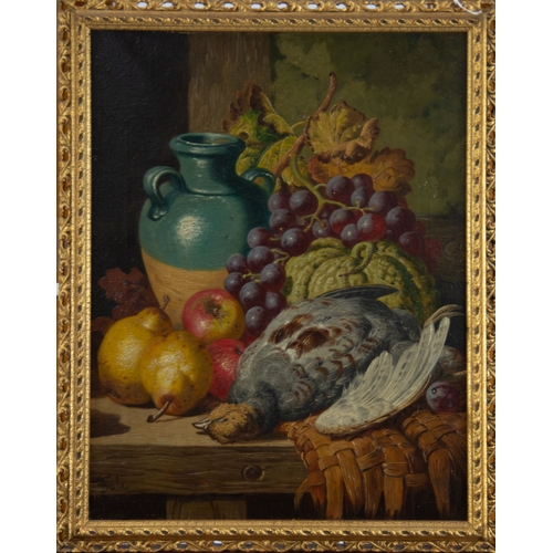 247 - CHARLES THOMAS BALE (1845 - 1925) PAIR OF OIL PAINTINGS ON CANVAS Still life - flagon and fruit on a... 