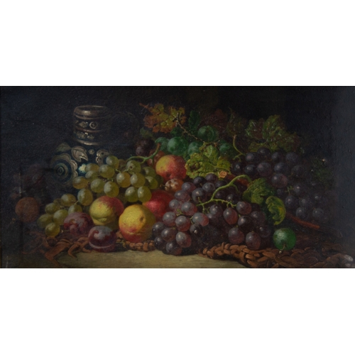 248 - CHARLES THOMAS BALE (1845 - 1925) OIL PAINTING ON CANVAS Still life - apples and bunches of grapes a... 