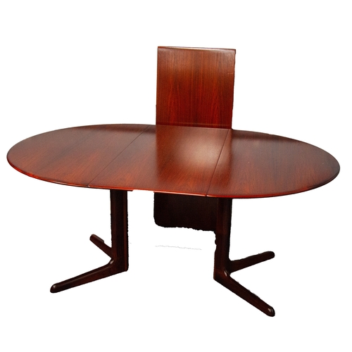 214 - DRYLAND ROSEWOOD EXTENDING DINING TABLE WITH AN ADDITIONAL LEAF AND MATCHING SET OF SIX (4+2) DINING... 