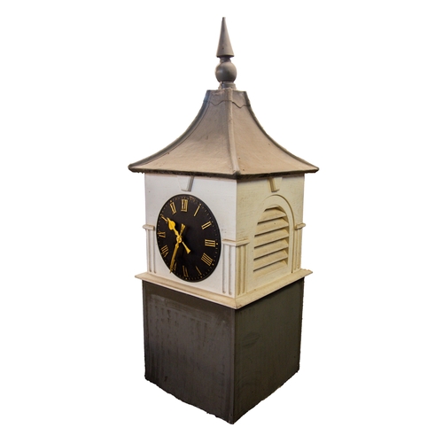 67 - MODERN FIBRE-GLASS AND MOULDED COMPOSITION REPRESENTATION OF A CLOCK TOWER, with simulated lead pago... 