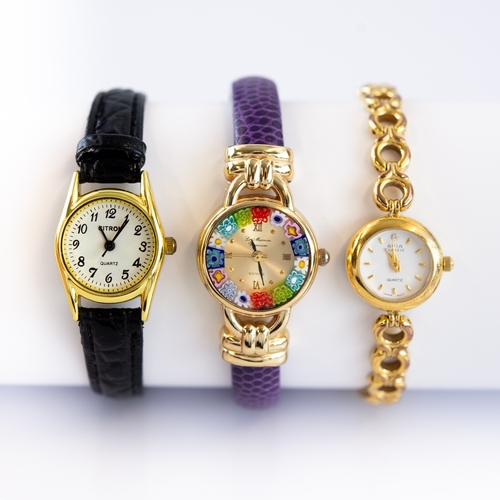 13 - LADY'S AVIA 'CLASSIC' GOLD-PLATED QUARTZ WRIST WATCH with integral chain link bracelet; and TWO OTHE... 