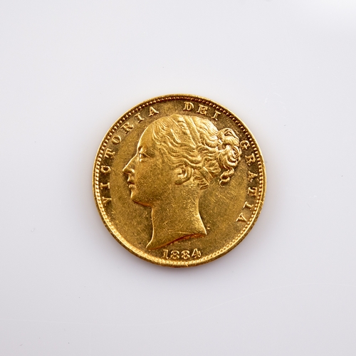 48 - VICTORIAN 1884 GOLD FULL SOVEREIGN COIN, YOUNG HEAD