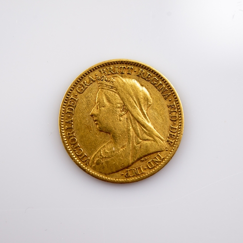 53 - QUEEN VICTORIA 1901 GOLD HALF SOVEREIGN COIN, OLD HEAD