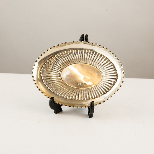 300 - LATE VICTORIAN PART FLUTED OVAL BON BON DISH, with crimped border, 6” x 4 ¼” (15.2cm x 10.8cm), Lond... 