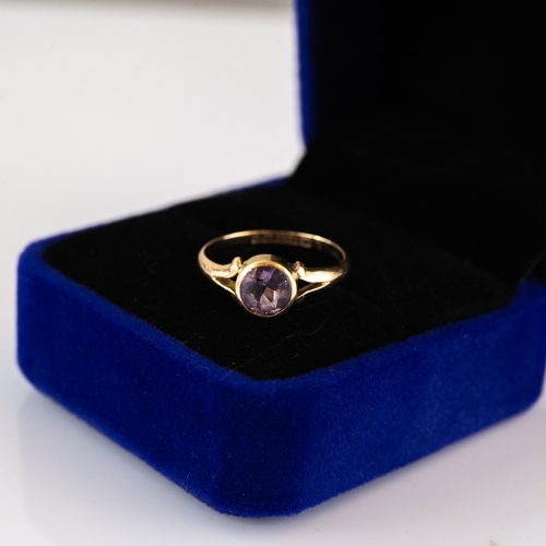 66 - EDWARDIAN 15ct GOLD RING collet set with a spinel, Birmingham 1909, 2gms, ring size 'J'