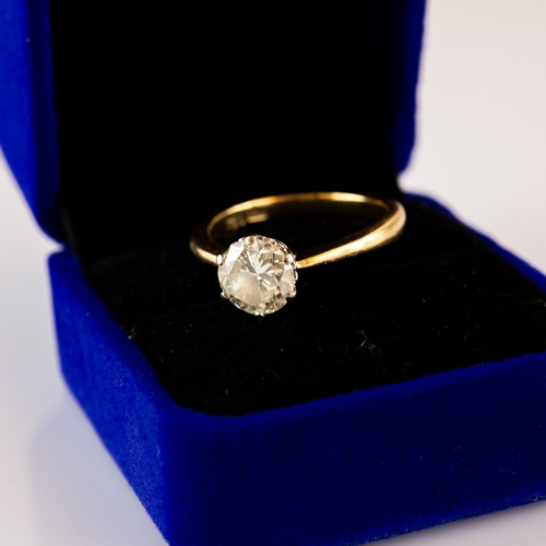 146 - 18ct GOLD RING with a round, brilliant cut solitaire diamond in a four-claw setting, approximately 1... 