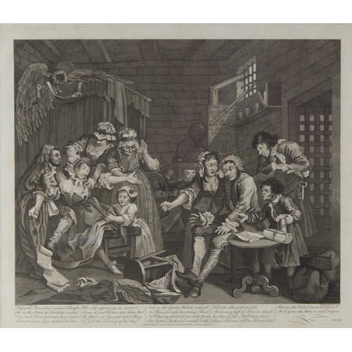 317 - AFTER WILLIAM HOGARTH (1697-1764) SET OF EIGHT ENGRAVINGS The Rakes Progress (Pl. I-VIII) The impres... 