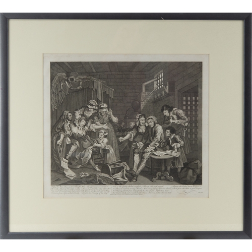 317 - AFTER WILLIAM HOGARTH (1697-1764) SET OF EIGHT ENGRAVINGS The Rakes Progress (Pl. I-VIII) The impres... 