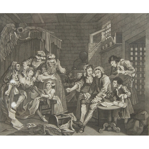 317 - AFTER WILLIAM HOGARTH (1697-1764) SET OF EIGHT ENGRAVINGS The Rakes Progress (Pl. I-VIII) The impres... 