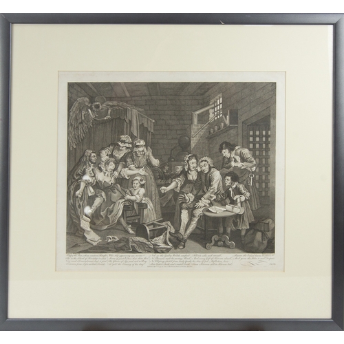 317 - AFTER WILLIAM HOGARTH (1697-1764) SET OF EIGHT ENGRAVINGS The Rakes Progress (Pl. I-VIII) The impres... 