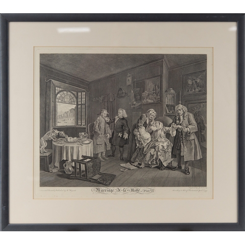 318 - AFTER WILLIAM HOGARTH (1697-1764)SET OF SIX ENGRAVINGS‘Wedding a la Mode’ (Pl. I-VI) The impression ... 