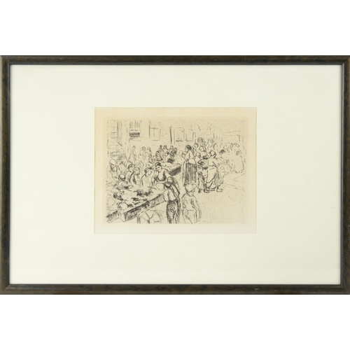 322 - AFTER MAX LIEBERMANN ETCHING Market scene Unsigned 5 ½” x 7 ½” (14cm x 19cm)AND AN UNSIGNED PORTRAIT... 